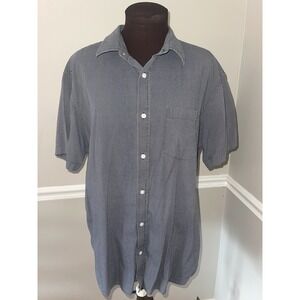 Banana Republic Mens Soft Wash Blue White Line Pattern‎ Shirt Sz XL